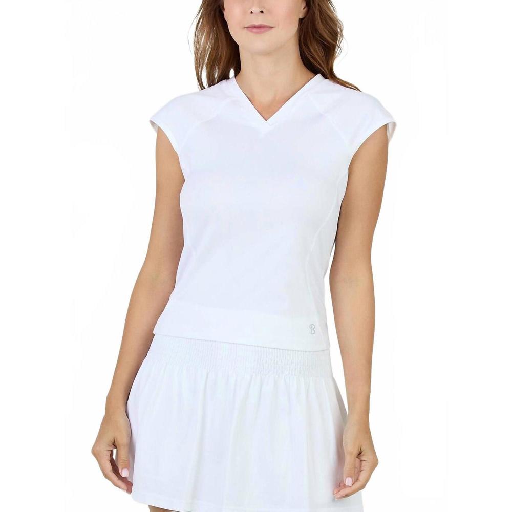 NEW SOFIBELLA women's bliss tie back short sleeve to in white